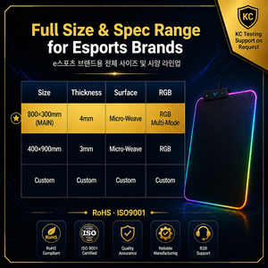 RGB Mauspad Gaming-<span class=keywords><strong>Mousepad</strong></span> mit LED-Beleuchtung Rutschfeste Gummibasis Computer-Schreibtischunterlage Individuelles Logo Großhandel Korea Esports - Product Image 5
