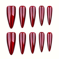 30 faux ongles brillants effet œil de chat rouge, couleur unie, pour Halloween, tailles XS, S, M, tendance, amovibles, prêts à poser