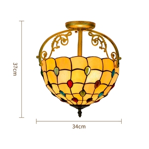 Lampada in vetro Tiffany metallo LED montaggio Semi-incasso arredamento tradizionale luce calda per cucina corridoio bagno plafoniere (vecchio) - Product Image 2