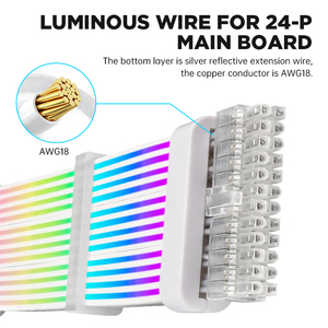Cables RGB de 24 Pines para Placa Base de <span class=keywords><strong>PC</strong></span> OEM Personalizados, Hardware para Juegos, Carcasa de Ordenador para Juegos, Cable de Extensión de Alimentación LED para <span class=keywords><strong>PC</strong></span> - Product Image 5