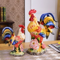 Produits chinois de luxe salon céramique animal coq sculpture ferme maison statue poulet ornement décor à la maison