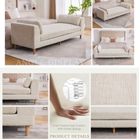 Umweltfreundliche Breite Moderne Gepolsterte Bettbank mit Armlehnen Chenille Chaiselongue Couch 2 Zierkissen Schlafzimmermöbel