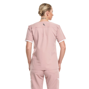 Divise Infermieristiche Personalizzate ZX per Donne, Set Elegante con Maniche Corte e <span class=keywords><strong>Mezza</strong></span> Cerniera Frontale, Top Medico e Pantaloni Jogger - Product Image 5