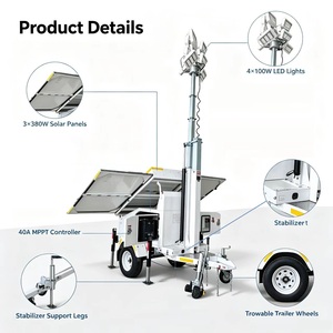 Torre de Iluminación Solar LED Portátil Monocristalina con Almacenamiento de Energía Eficiente, Ritevolt RST-3P, Mástil Telescópico, MPPT 40A, 450/600AH - Product Image 5