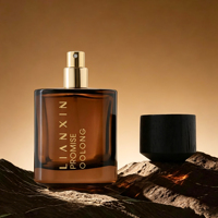 Flacon de parfum en verre ambré carré de luxe 30ml 50ml 100ml avec bouchon en bois, flacon vaporisateur rechargeable, emballage cosmétique en verre