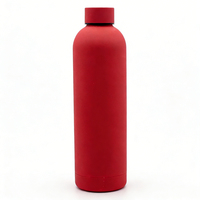 Gourde isotherme en acier inoxydable avec couvercle, en caoutchouc souple, de qualité alimentaire, à col étroit, colorée, portable, 350 ml, 500 ml, 750 ml, pour le camping