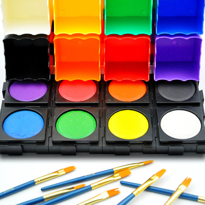 Ensemble de <span class=keywords><strong>peinture</strong></span> à l'eau solubles non toxiques professionnelles Sunny 8 couleurs, boîte de gouache sèche, pour la <span class=keywords><strong>peinture</strong></span> des enfants - Product Image 5