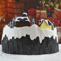 Nouveauté : Décoration de Noël en plastique, alimentée par USB, avec LED de couleur personnalisable, train rotatif musical, village de neige intérieur, décoration pour la maison