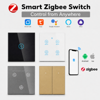 Interruptor Táctil de Pared 1234 Gang Eu UK Zigbee Tuya Universal para Hogar Inteligente con Control Alexa, Compatible con Luces de un Solo Cable y sin Cable, con Dimmer y Cortinas