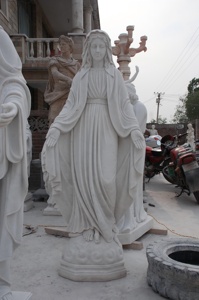 รูปปั้นหินทางศาสนาขายส่ง ขนาดเท่าคนจริง รูปปั้นพระแม่มารีทำจากหินอ่อนธรรมชาติ สำหรับตกแต่งภายนอกโบสถ์ - Product Image 3