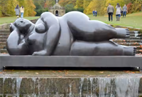 Grande statue de Fernando Botero en métal personnalisée pour l'extérieur Sculpture en bronze de yoga Grosse dame Sculpture en bronze Grosse femme