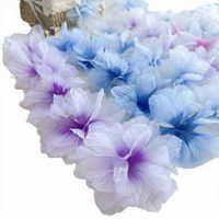 Ruban en tissu brodé en organza dégradé de 14 cm, en forme de cœur, avec fleurs 3D en dentelle, pour accessoires vestimentaires, décoration intérieure et projets DIY