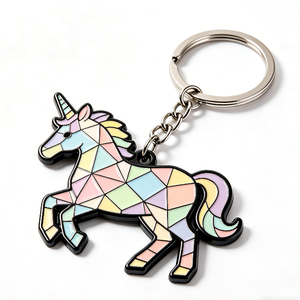 Custom Enamel Zinc Alloy Geometric Animal Design Cute Custom Logo <b>Keychain</b> for Gift - Product Image 3