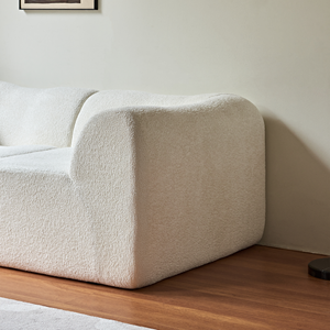 Sofá Seccional Extensible de Lujo, Tapizado en Terciopelo Blanco, con Espuma Comprimida, Diseño Cuadrado Moderno y Acolchado, para Villa - Product Image 3