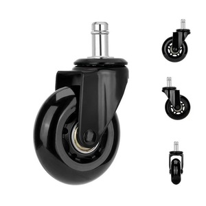 Rueda Giratoria de Poliuretano Negra para Muebles, Rodillo Universal para Silla, Base con Doble Rodamiento para Silla de Oficina - Product Image 1