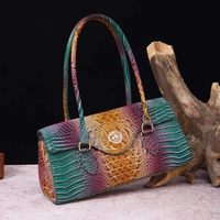 Sac à main de luxe vintage en cuir PU à motif crocodile pour femme, sac à bandoulière élégant pour voyage et trajets quotidiens