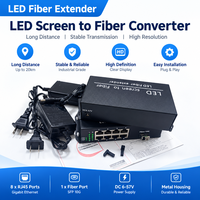 Transceiver Serat Optik LED Tegangan Lebar DC6-57V 8 Saluran Gigabit RJ45 ke SFP+ Konverter Cangkang Aluminium untuk Billboard