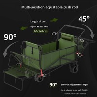 Carrito Plegable Multifuncional de Cuatro Ruedas para Exteriores, Plataforma Metálica Resistente y Portátil para Playa, Camping, Compras y Almacenamiento
