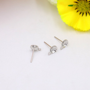 Pearl Settings Earring <b>Posts</b> Bowl Pins <b>Round</b> Jewelry Findings For Diy Craft Making 827827 - Product Image 4