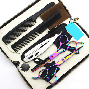 Tijeras profesionales de acero inoxidable para barbería, juego de peines para cortar el pelo, fábrica profesional - Product Image 3