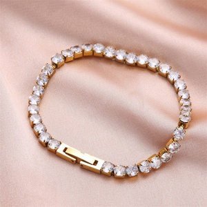 High Quality Fashion <b>Crystal</b> Buckle Design <b>Bracelet</b> Gold Plated Stainless Steel Women's Zircon <b>Bracelets</b> - Product Image 5