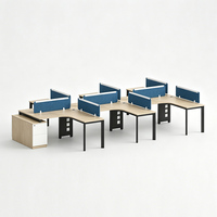 Poste de travail de bureau modulaire moderne à 4 voies pour usage professionnel, taille personnalisée avec pieds en métal