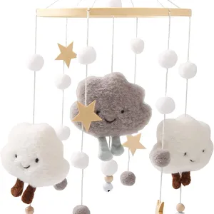 Number One Lovely Cute Wooden Star Felt Clouds Ball Baby Mobiles Bed Bell Wind Chimes Hanging Deco for Newborn Babies Nursery