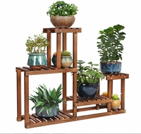 Rak Tanaman Kayu Pinus Multi-Tingkat Mewah Modern Ramah Lingkungan untuk Pajangan Pot Bunga di Dalam & Luar Ruangan, Balkon, Rumah, dan Taman