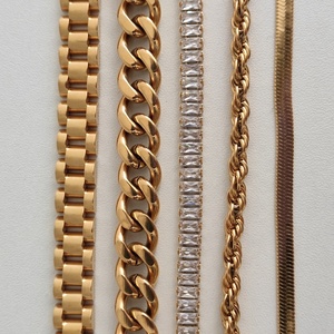 Trang Sức Không Bị Xỉn Màu Bằng Thép Không Gỉ Cao Cấp Vòng Tay Dây Chuyền Mạ Vàng 18K Cho Nữ - Product Image 6