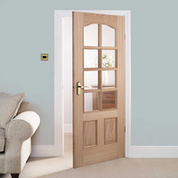 Prima Custom Modern Designs Porte battante à battants en bois massif incrustée de verre transparent trempé pour portes intérieures