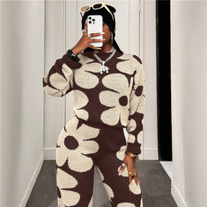 Set da <span class=keywords><strong>2</strong></span> pezzi casual autunno inverno con pullover a maniche lunghe con fiori da donna + pantaloni - Product Image 5