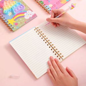 Bloc-notes portable à spirales en forme de licorne de dessin animé, couverture en cuir, bloc-notes anti-stress, bloc-notes pour enfants, papeterie scolaire - Product Image 4