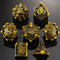 Ensemble de dés en métal doré antique faits à la main, 7 pièces, dés polyédriques creux, DND Dungeons & Dragons, jeux de société, jeux de rôle
