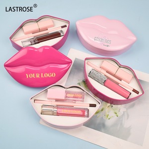 Set Rossetto Liquido e Matita Labbra All'ingrosso dalla Fabbrica, Cosmetico 3 <span class=keywords><strong>in</strong></span> 1 per la Cura delle Labbra, Confezione a Forma di Bocca, Rosa, Private Label - Product Image 1