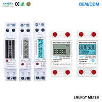 Medidor de Energía Monofásico para Riel DIN, Dos Cables, 1P LN, Pantalla LCD con Retroiluminación, Medición de Electricidad Doméstica, 30A 45A 1600imp/kwh