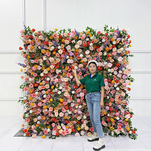 GNW Vendita Calda: Sfondo Floreale per Matrimoni, <span class=keywords><strong>Fiori</strong></span> Artificiali <span class=keywords><strong>Rosa</strong></span>, Decorazione per Hotel, Parete Floreale 5D - Product Image 4