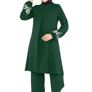 Conjuntos de Abaya Casuales Modestas de Oriente Medio, Ropa Islámica de Poliéster Transpirable, Bordado a Mano para Primavera, Otoño, Abayas Negras de Verano - Product Image 4