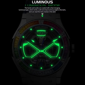 Montres PINDU, montre mécanique de luxe de haute qualité avec diamants colorés, pour hommes, résistante à l'eau 5BAR, bracelet en acier inoxydable et silicone - Product Image 5