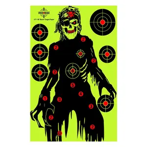 Custom Self Adhesive Skeleton Target Paper Burst Shots Bright Fluorescent Zombie Shooting Targets for The Range