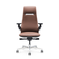 Chaise de bureau haut de gamme en cuir italien, meubles de bureau du Guangdong, meubles commerciaux contemporains SHS 5 ans, 1 pièce