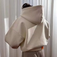 Hoodies amples et épais en coton, coupe courte, couleur unie, à épaules tombantes, unisexe, personnalisables