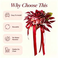 Ruban en satin de soie rouge artificiel pour dossier de chaise, décoration d'allée de mariage, résistant aux UV, réutilisable, pour cérémonie en extérieur, banquet, événement