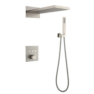 Cross-border 20-inch Stainless Steel Concealed Wall-<b>mounted</b> Chrome Rain Waterfall Soft Hand-held Overhead Shower Set Hotel BXW-0 - Product Image 3