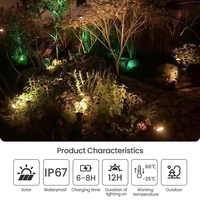 Projecteurs LED RGB solaires étanches IP65, alimentés par batterie/CC, haute luminosité, pour la décoration extérieure de jardin, de cour et de chemin (lot de 3)