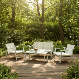 Modern Two Seat <b>Outdoor</b> Aluminum Set with Waterproof Cushions and PE <b>Rattan</b> - Product Image 1