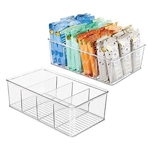 Organisateur de rangement alimentaire en plastique moderne à 4 compartiments pour cuisine, boîte de rangement pour garde-manger en PET avec séparateurs amovibles pour sachets et pochettes - Product Image 2
