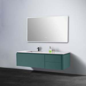 Meuble-lavabo mural de salle de bain de style moderne, miroir LED, quincaillerie à fermeture douce, construction en contreplaqué, respectueux de l'environnement - Product Image 5