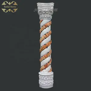 Classic design spiral shape mixed color marble hand carved garden stone column