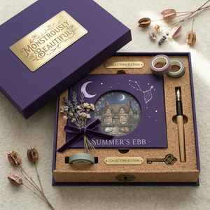 LABON Édition Limitée Été Coffret Cadeau Journal Couverture Rigide en Tissu Violet Carnet Carré à Fenêtre <span class=keywords><strong>Creuse</strong></span> Planificateur Esthétique à Pois Étoilés - Product Image 1