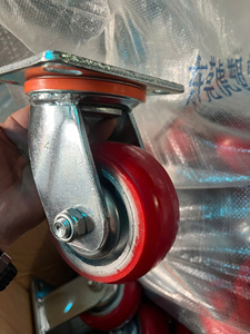 ล้อเลื่อนหมุนได้สีแดงพร้อมแกนเหล็กเคลือบ PU ลูกปืนคู่ ขนาด 4 5 6 8 นิ้ว สำหรับรถเข็นงานหนัก - Product Image 5